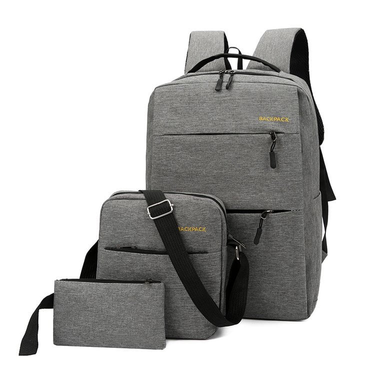 3 in1 Grey Backpack with USB headphone port bag