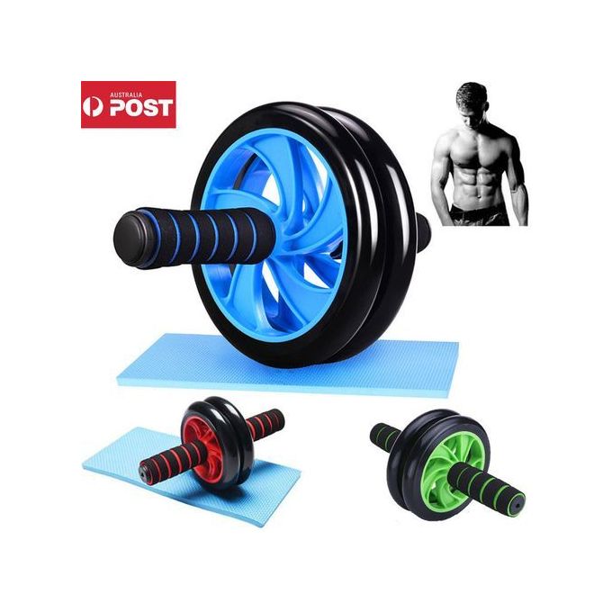 AB Wheel Double Wheel Fitness Abs Roller With FREE Mat Blue