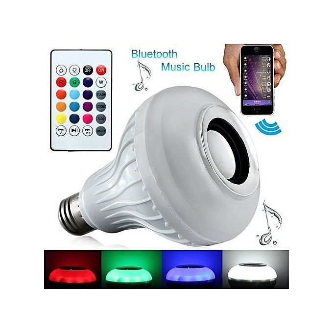 Color Bulb Light Bluetooth Control Smart Music Audio Speaker - White