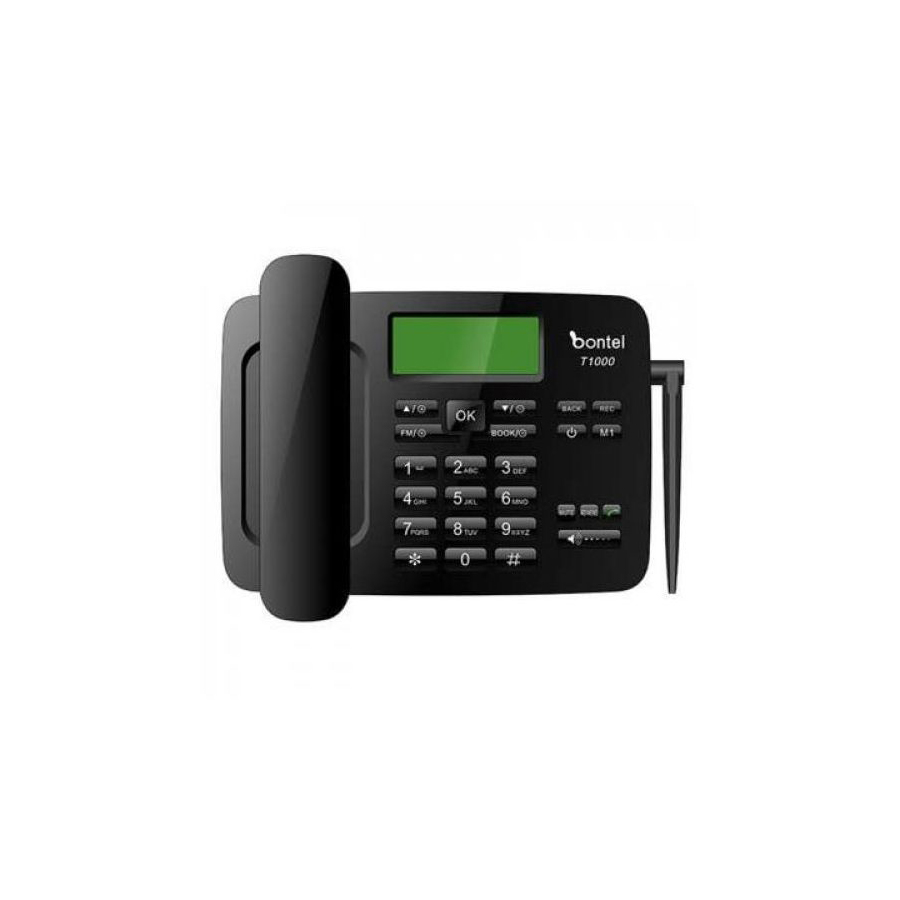 Bontel T1000,Wireless Desktop Telephone, SMS Feature,5 Days Battery Life Dual Sim-Black