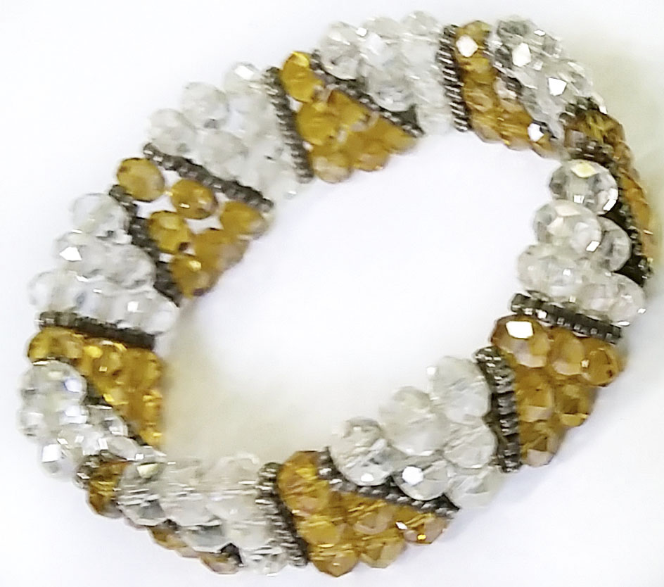Womens Yellow Crystal Triple bracelet