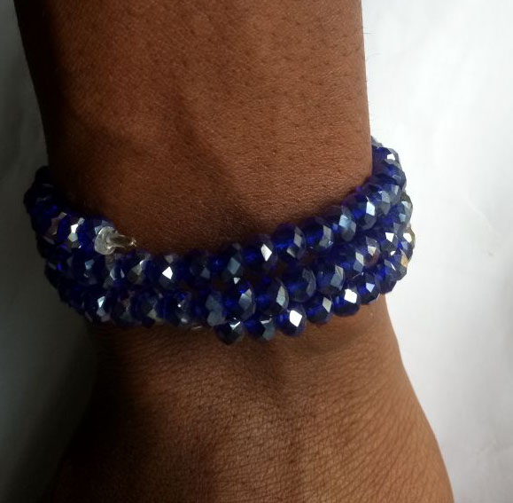 Womens Blue spiral crystal bracelet