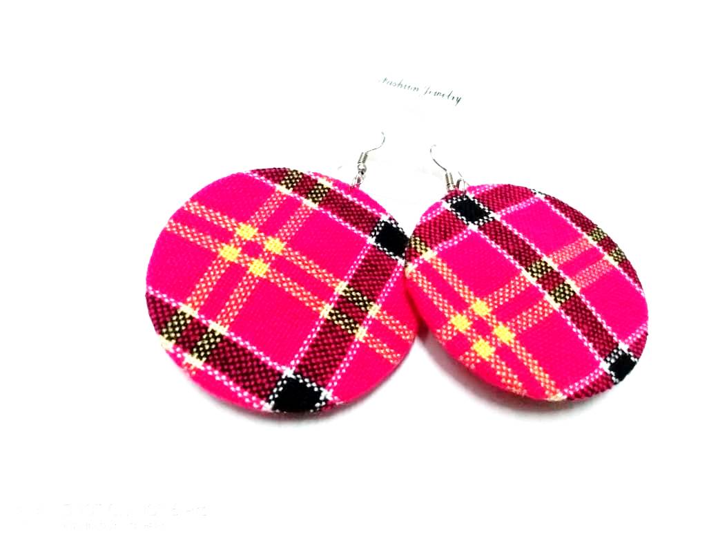 Womens Pink Maasai shuka earrings
