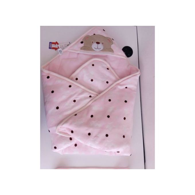 Generic Trendy Hooded Baby Shawl-Sleeping Blanket/ Wrap - Pink
