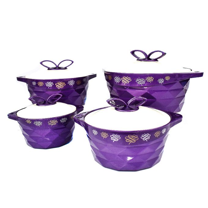 Crystal Insulated Hot Pot - 4PCS Set - Purple