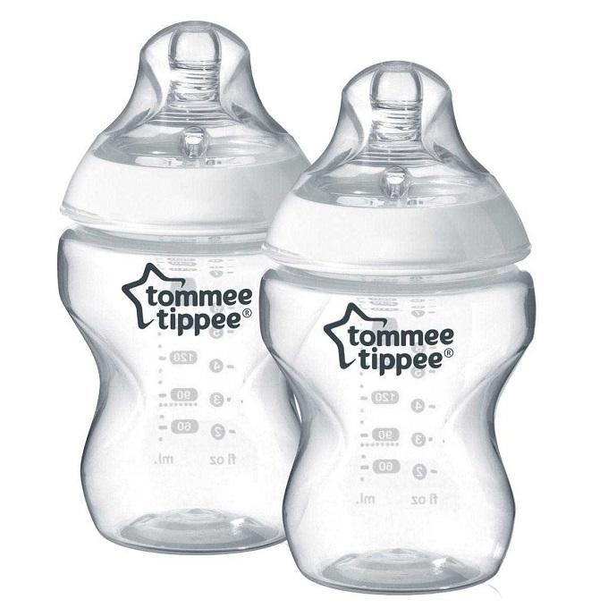 Tommee Tippee Closer to Nature Feeding Bottle, 260ml, White - Pack of 2