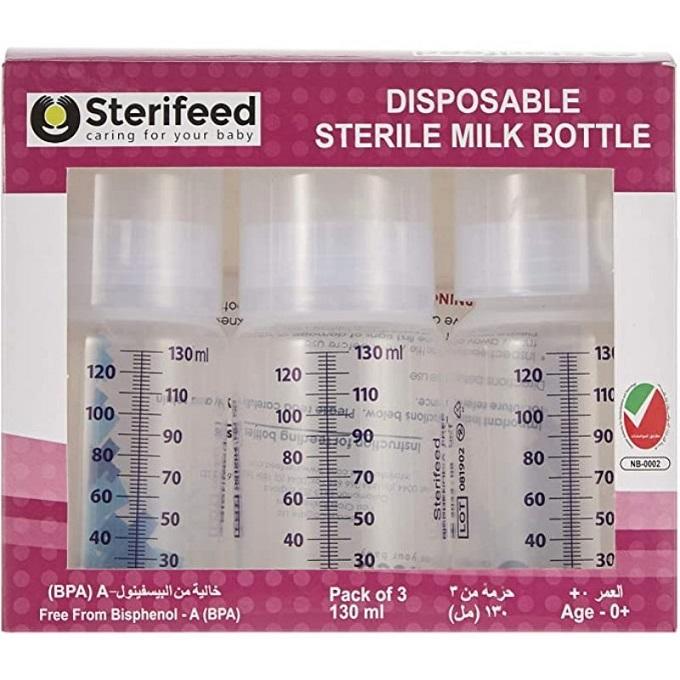 Sterifeed Sterile Disposable Bottle Without Teat, 130ml, Pack Of 3