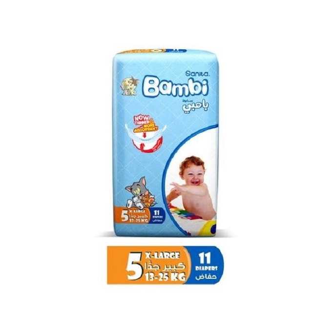 Sanita Bambi Baby Diapers Regular Pack, X-Large - Carton Of 66 Pcs