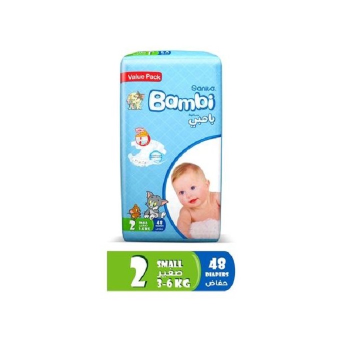 Sanita Bambi Baby Diapers Value Pack, Small - Carton Of 144 Pcs