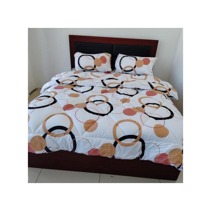 4 Piece Multicolor Duvet - White with rings design