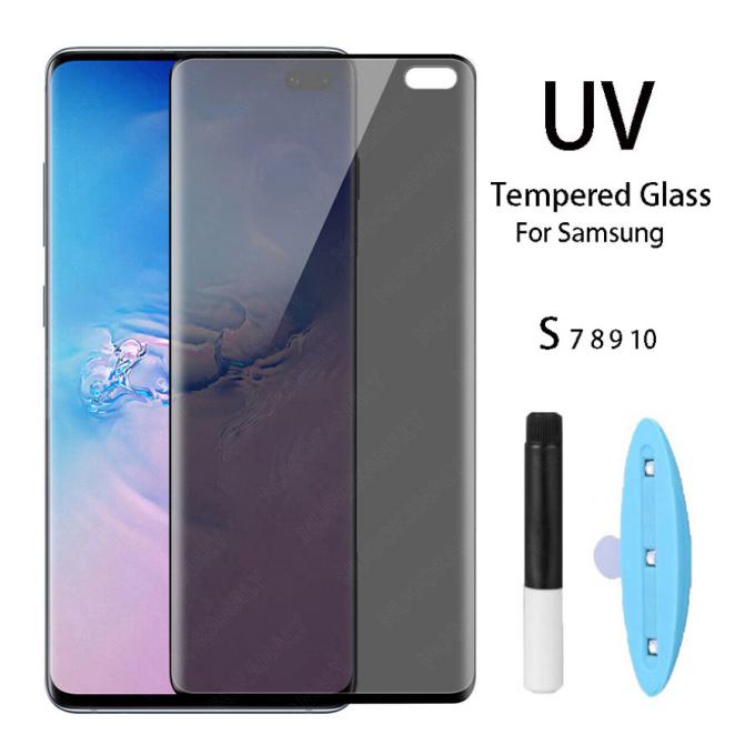 UV Privacy Anti-Spy Anti-Peep Full Glue Tempered Glass For Samsung S21