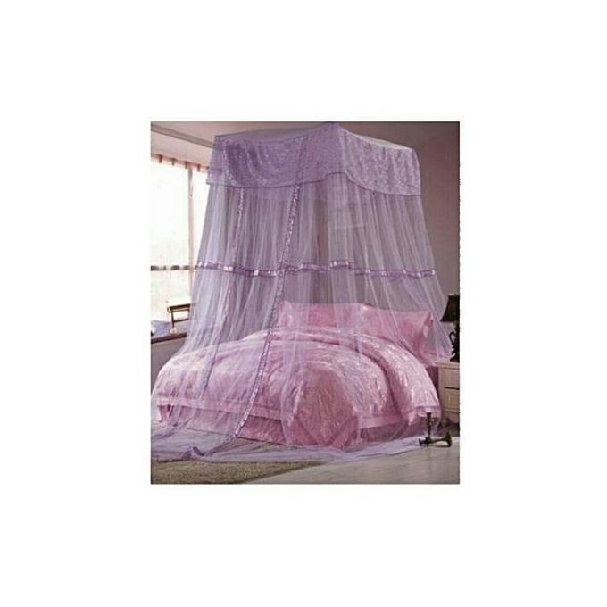 Fashion Square Top Mosquito Net Free Size For Double Decker And All Types Of Beds - Purple