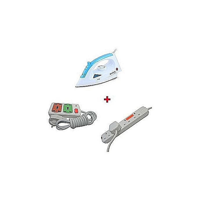 Scarlett Steam Iron Box + a Free 4-way Power Extension Cable and an extra 2-way Socket Extension Cable - 1200W