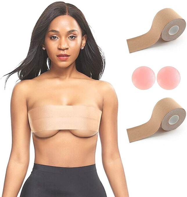 1 Roll Body Invisible Breast Lift Tape Push Up Boob Tape Lifting Nipple Cover Bra Silicone Stickers Beige 1 Roll ( 5CM*5M )