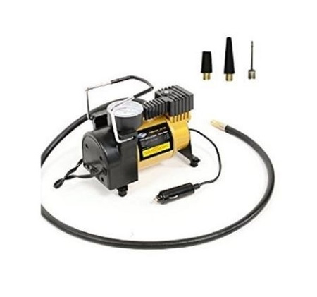 Air Compressor With Pressure Gauge And Three Nozzle Adapters, Portable Metal Cylinder Tire Inflator
