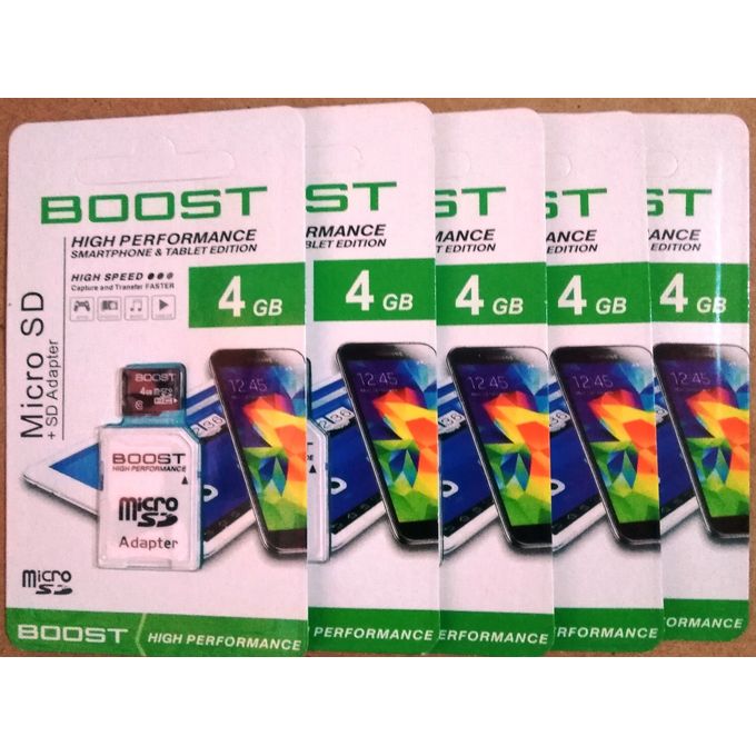5 pieces 4GB Boost Micro SD Memory cards
