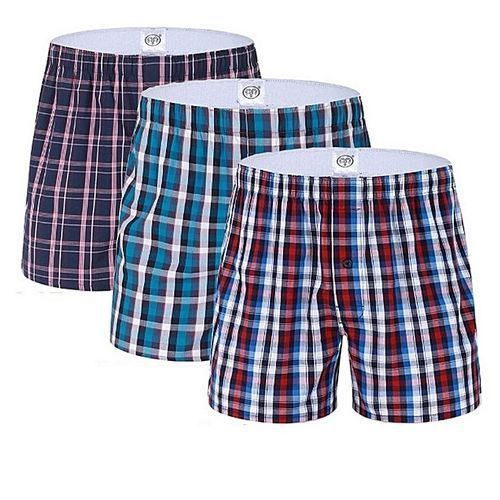 Fashion 3 Pure Cotton Checked Boxers -assorted Colors