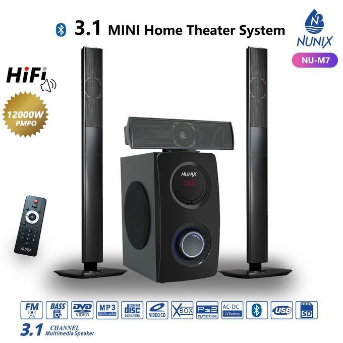 Nunix 3.1CH, M7, Mini Home Theatre System - Black