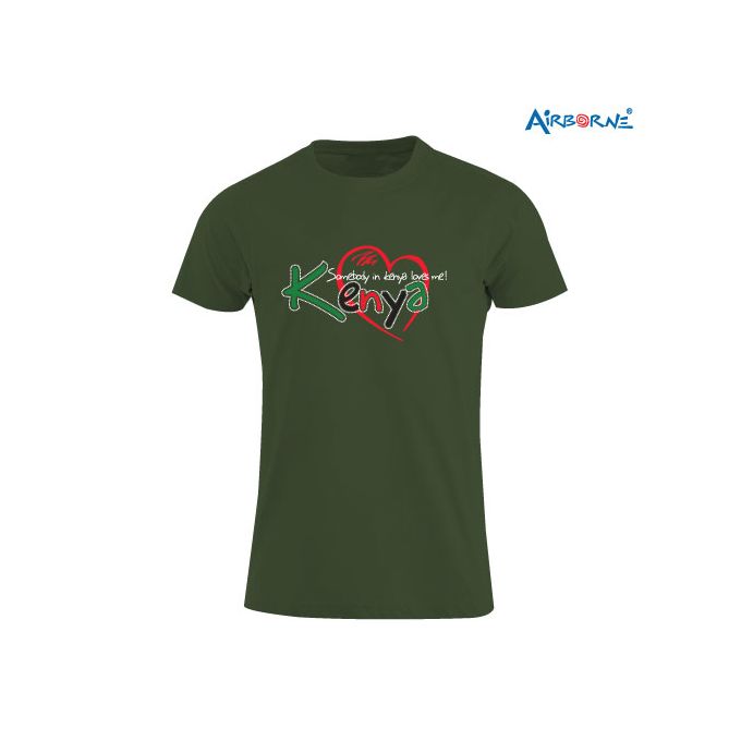 AIRBORNE Tourist Tshirt With Embroidered Someone In Kenya Loves Me