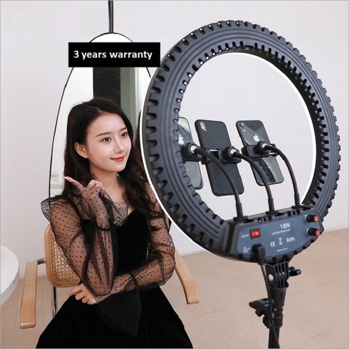 18 Inch Ring Fill Light With 2.1m Tripod Stand and Remote Control Dimmable Live Video Makeup LED Photographic