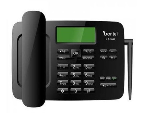 Bontel T1000,Wireless Desktop Telephone, SMS Feature,5 Days Battery Life Dual Sim-Black