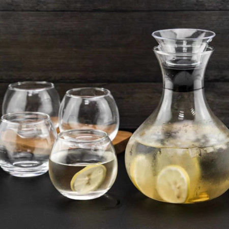 Lemon Decanter With 4 Glasses
