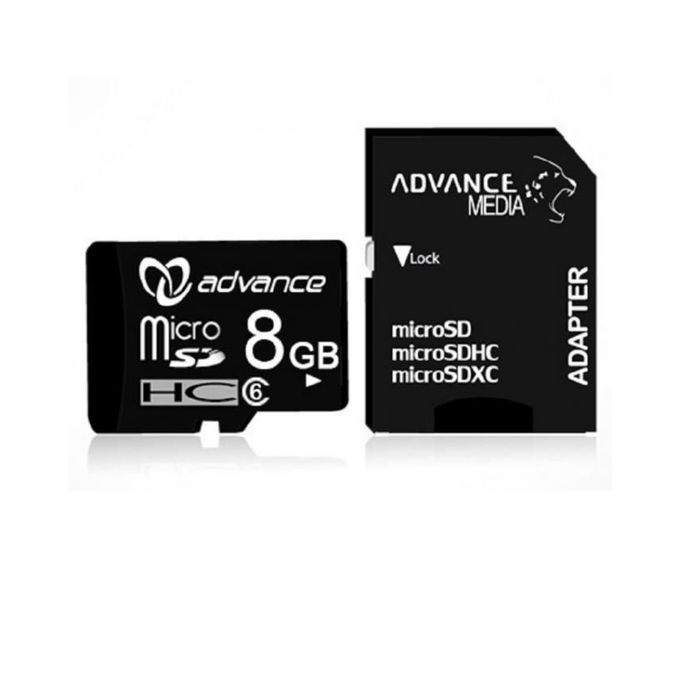 Advance Micro SD Card 8GB Standard with Adaptor - Black