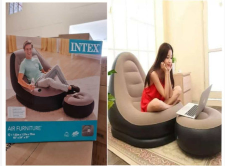 INTEX Inflatable Seat With Footrest + Manual Pump