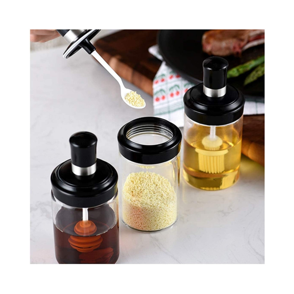 Glass Spice/Honey Storage Jar With Dipper