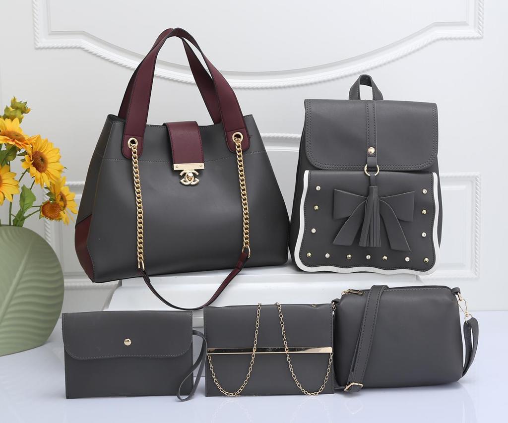 Elegant Ladies 5 in 1 Handbags with Backpack  black