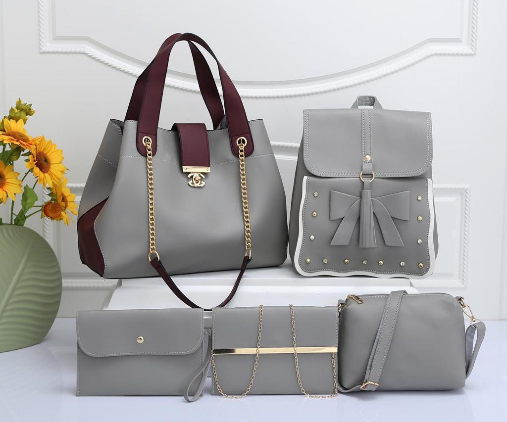 Elegant Ladies 5 in 1 Handbags with Backpack Grey