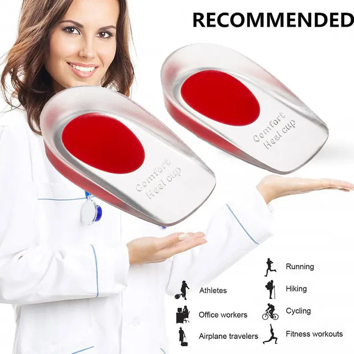 Soft Silicone Gel Insoles for heel spurs pain Foot
