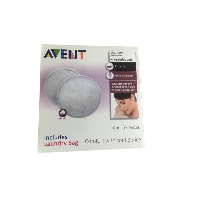 Philips Avent 6 Washable/ Reusable Avent Breast Pads Includes Laundry Bag