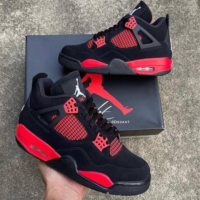 Jordan 4 Sneakers - Red and Black