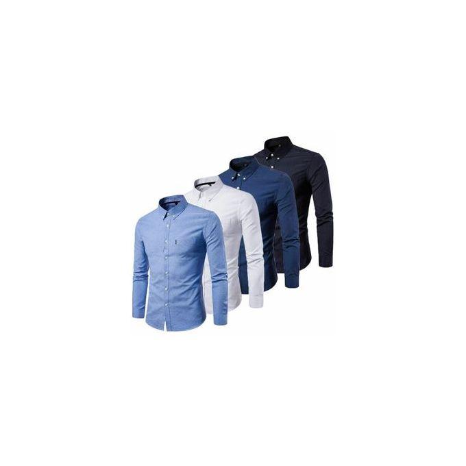 Official Men Long Sleeve Cotton Shirts 4 Pcs