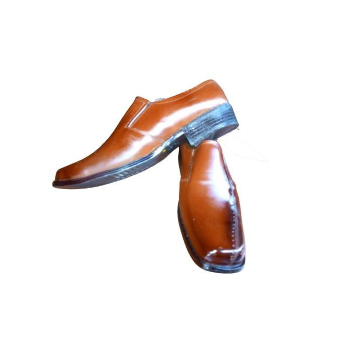 Fashion Official Leather Slip on Shoes - Brown