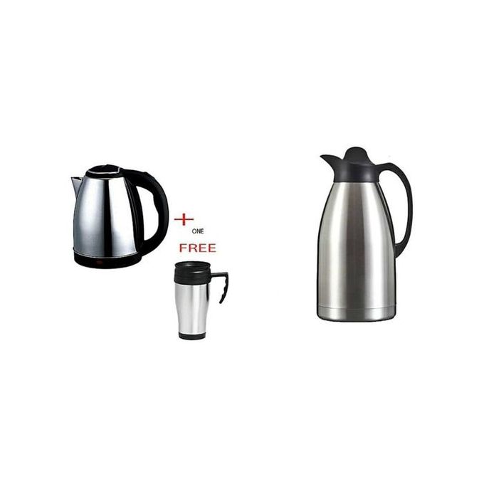 Scarlett 2L Cordless Electric Kettle with a 2L Thermos/Vacuum Flask + a Free Travel Mug