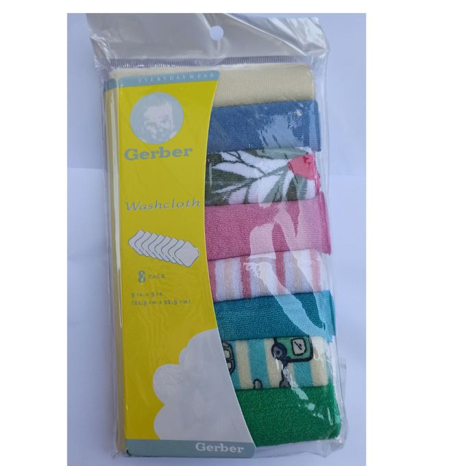 Gerber 8Pcs Assorted Colors Infant Newborn Bath Towel Washcloth