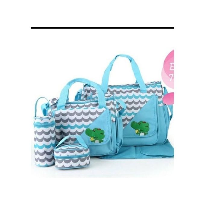 Generic 5in1 Diaper Bag, Changing Pad Waterproof Travel Bag- BLUE