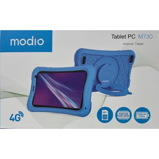 Modio M730 7 Inch 128GB 4GB RAM Android Kids Tablet Single Sim 4G Wi-Fi - Blue