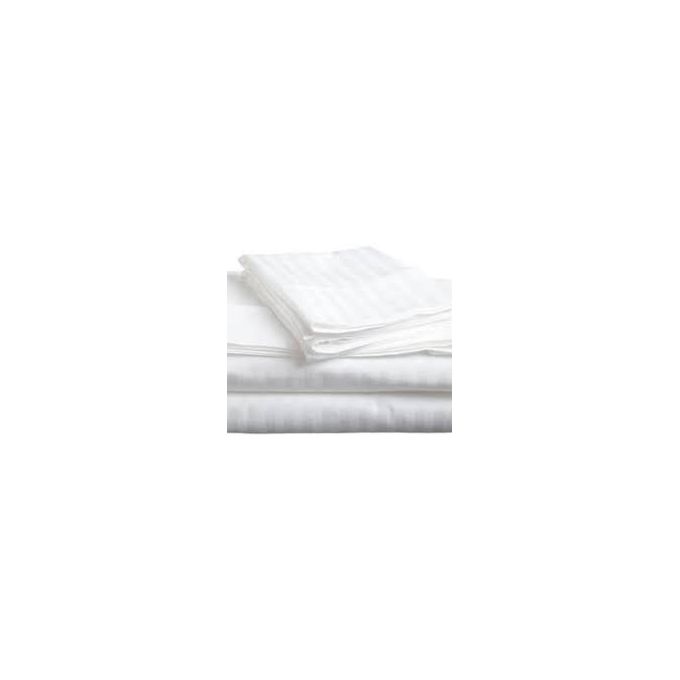6x6 White Stripped Bedsheet Set 4 Pcs (2 Bedsheets & 2 Pillowcases)