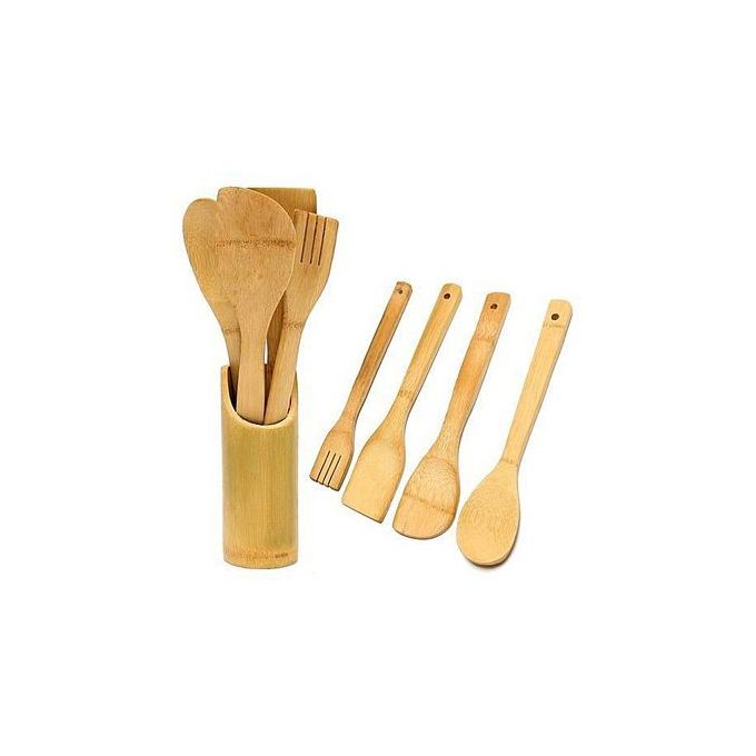 5pcs Bamboo Wooden Cooking Spoons