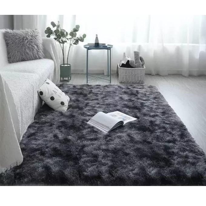 Fluffy Patched 5 By 8 Luxurious Soft Carpet - Grey