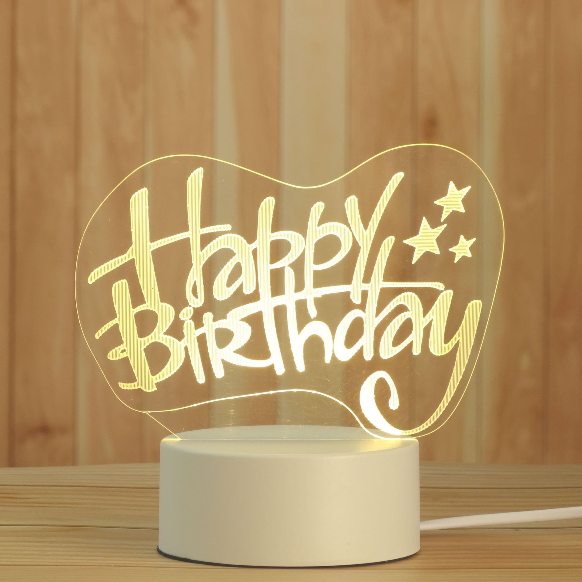 Creative 3D Night Lamp Acrylic-Happy Birth Day