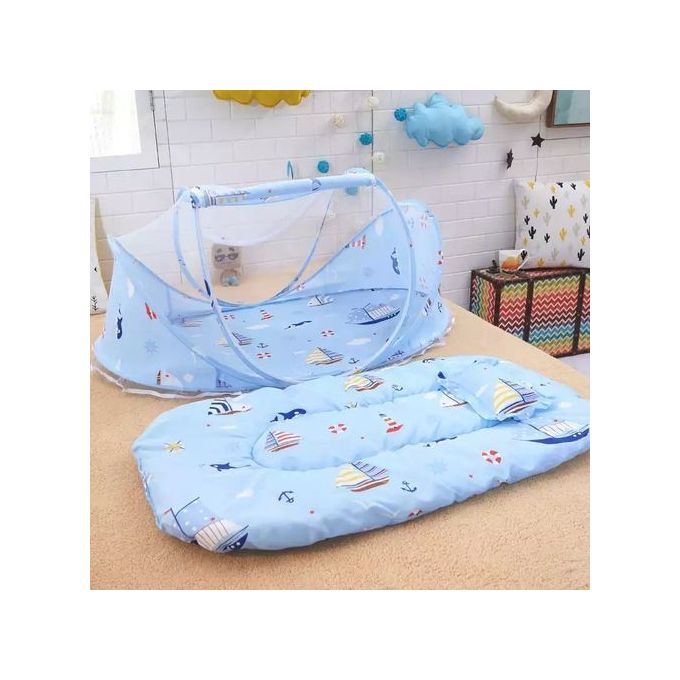 Foldable Baby Sleeping Nest Cot Mosquito Net - Blue