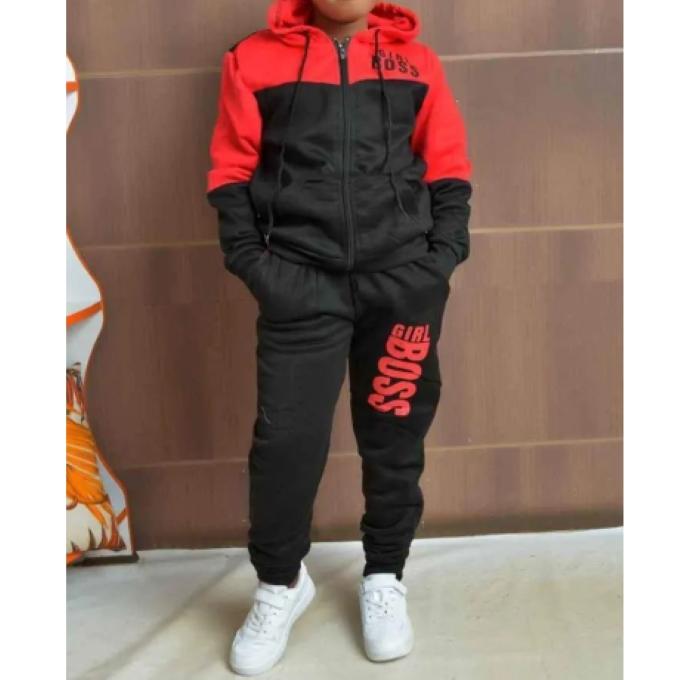Unisex Hooded Coat And Pants Woolen Tracksuits- Red