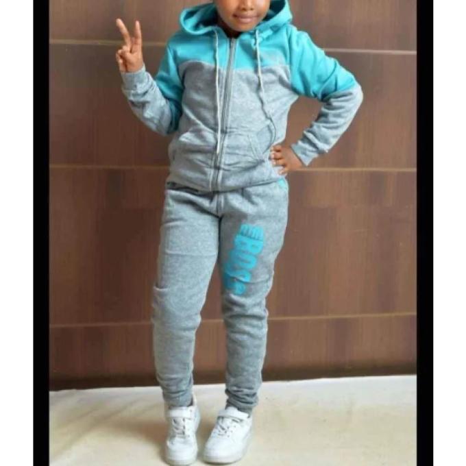 Unisex Hooded Coat And Pants Woolen Tracksuits- Blue