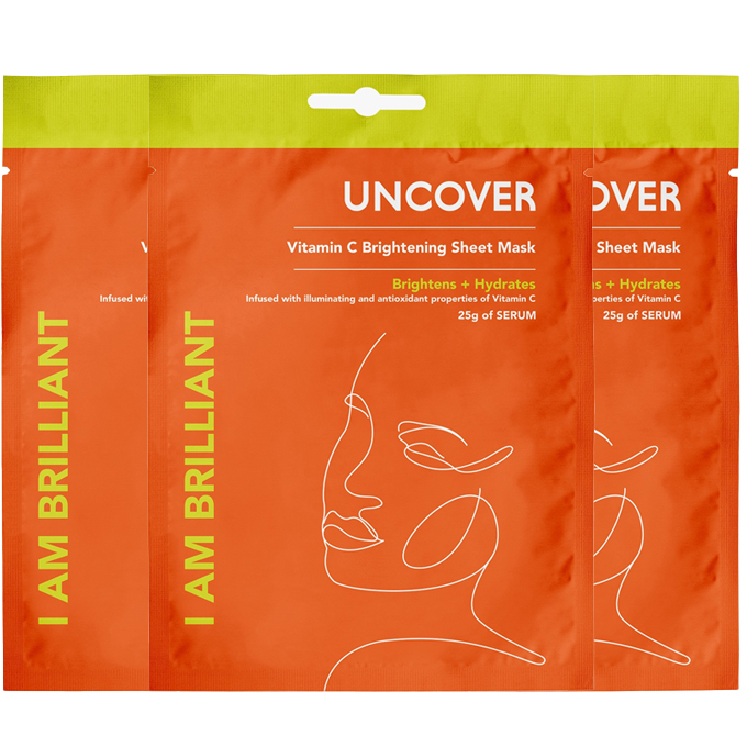 UNCOVER I Am Brilliant Vitamin C Brightening Sheet Mask - 3 Pieces