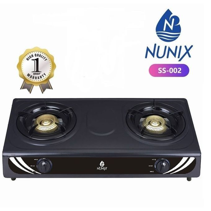 Nunix Stainless Steel Table Top Double Burner Gas Stove-Gas Cooker Black