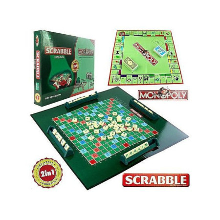 SCRABBLE & MONOPOLY Scrabble + Monopoly 2 In 1family Party Board